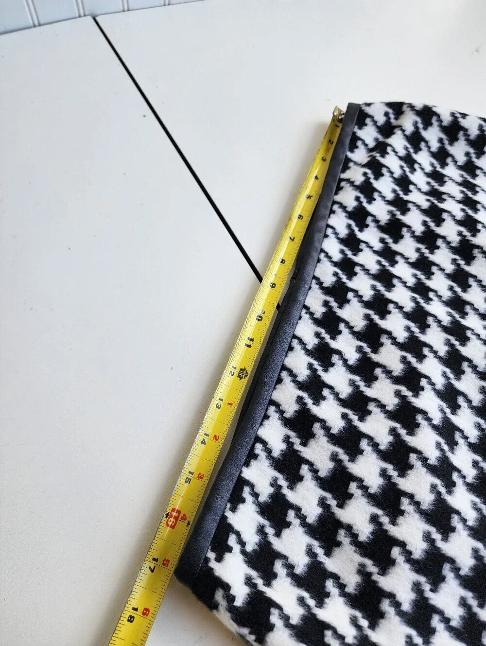 Talbots Houndstooth Black White Women's Skirt Wool Blend  Pencil Sz 14